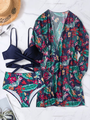 Conjunto de Biquíni com Estampa Tropical Verão