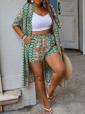 Conjunto Shorts Praia e Quimono (Plus Size)