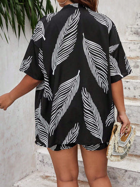 Conjunto Quimono Estampado Tropical Verão (Plus Size)