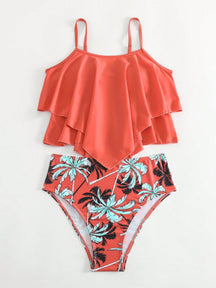 Biquini Feminino Tropical Detalhe Babado Isa