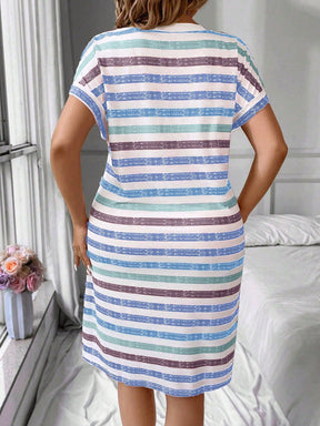 Vestido Feminino Casual Listras Plus Size