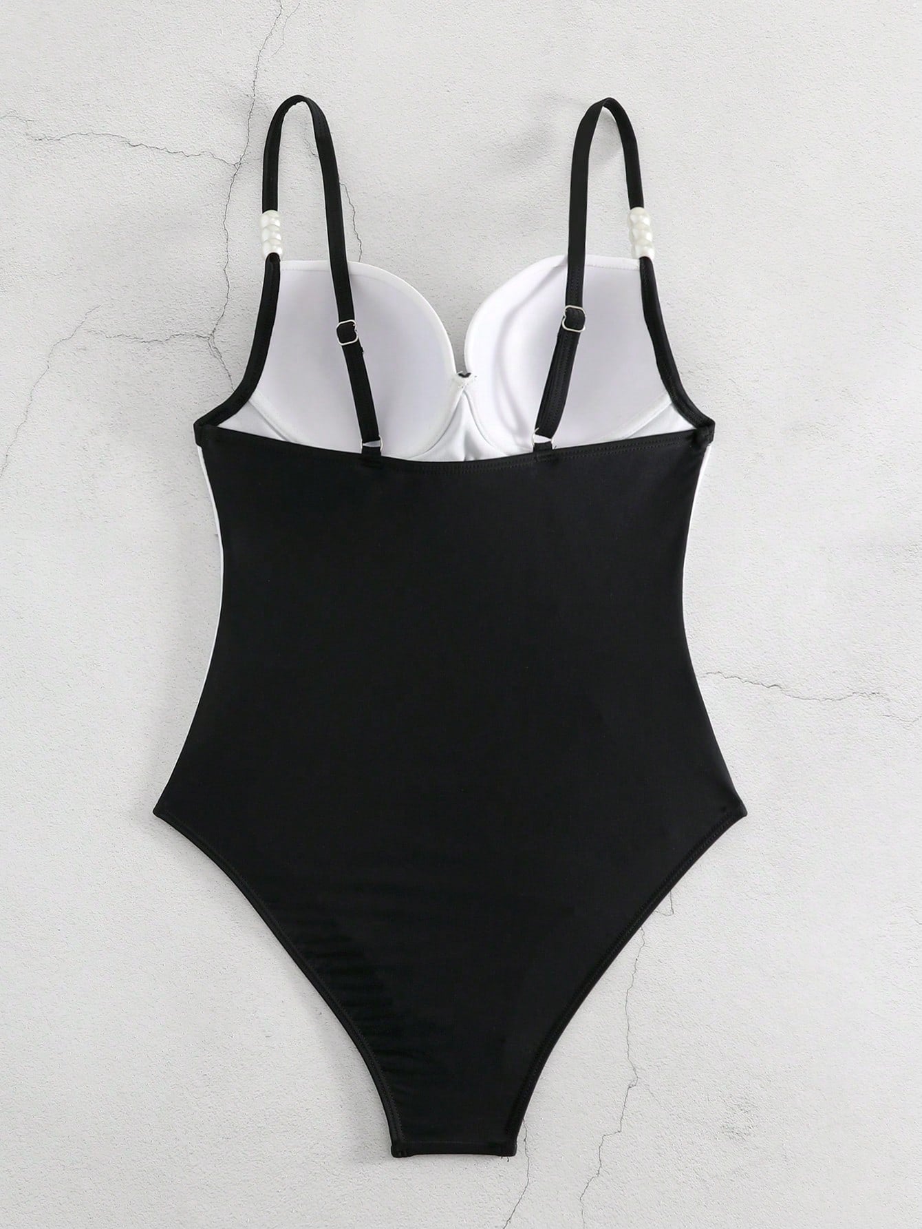 Maiô Com Arame Underwire Preto e Branco E Splicing