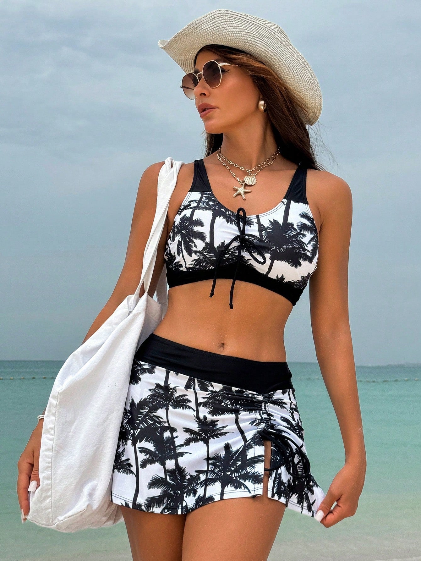 Conjunto de Biquini Feminino Tropical 3 peças