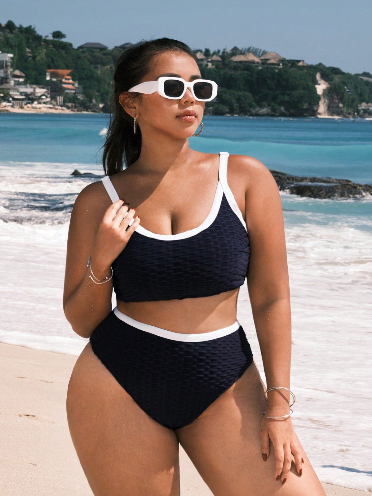 Conjunto de Biquíni Plus Size Cintura Alta