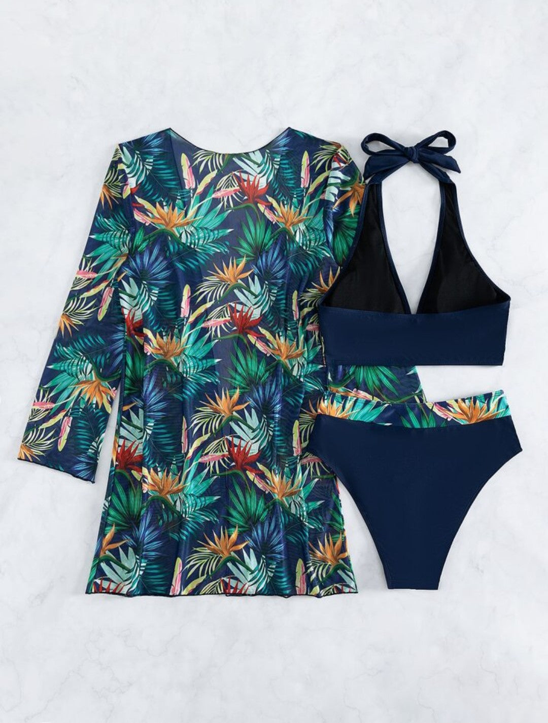 Conjunto de Biquini Trio com Estampas Tropicais